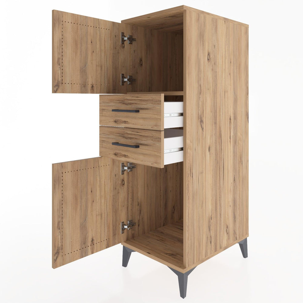 Woodntry Modular Cabinet Pine 44x30x122 cm with Doors and Drawers KC48-3