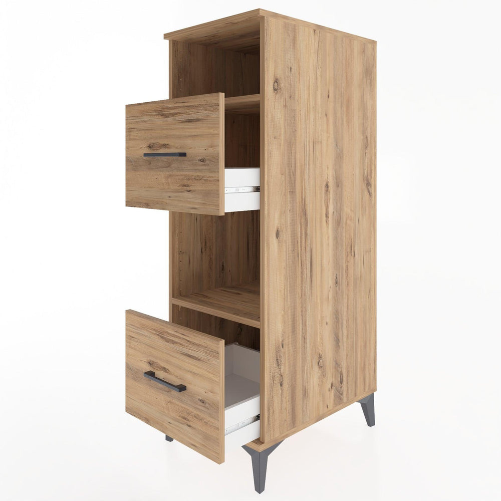 Woodntry Modüler Dolap Çam 44x30x122 cm Çekmeceli ve Raflı CR98-3