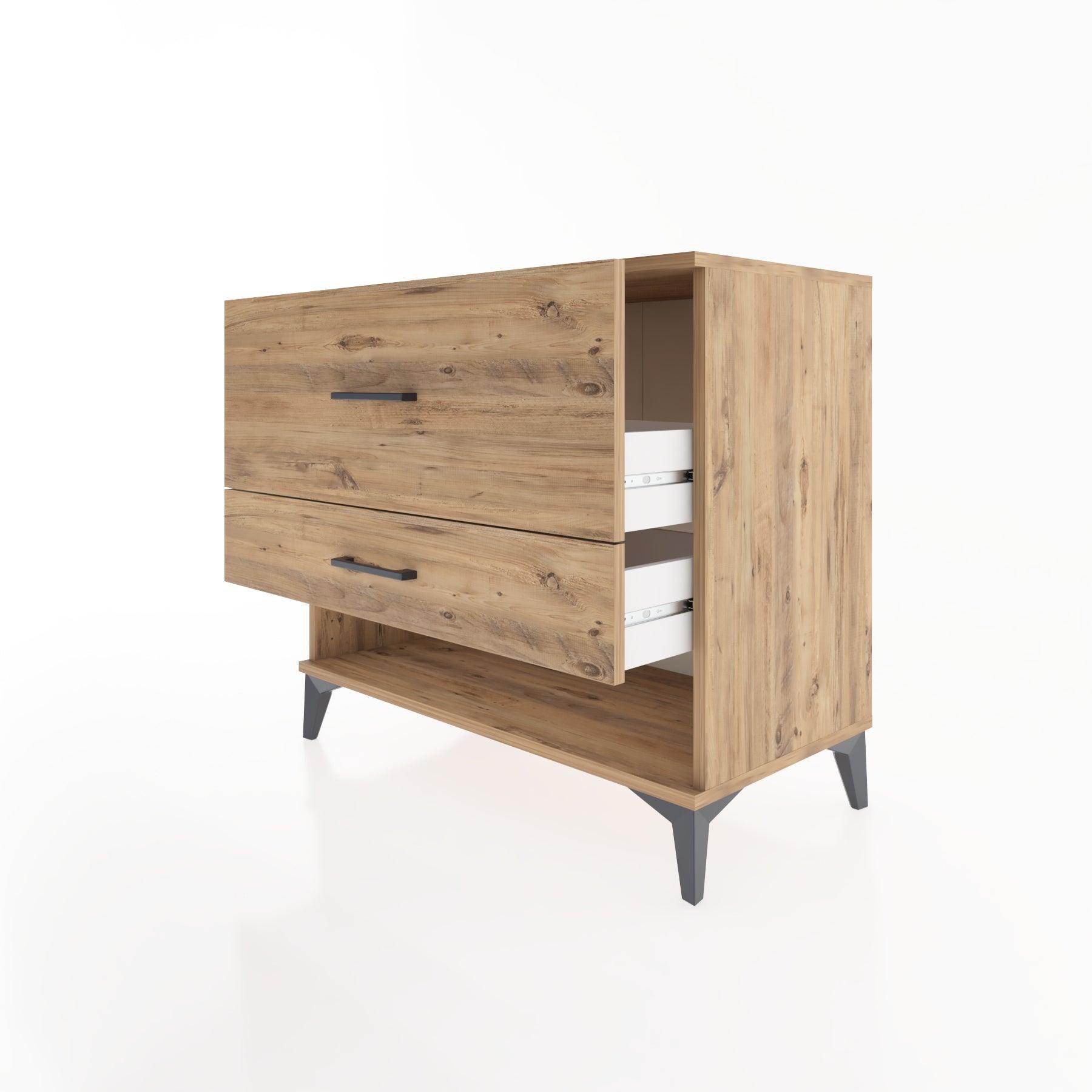 Woodntry Modüler Şifonyer Çam 88x44x68 cm Çekmeceli ve Raflı CR48-3
