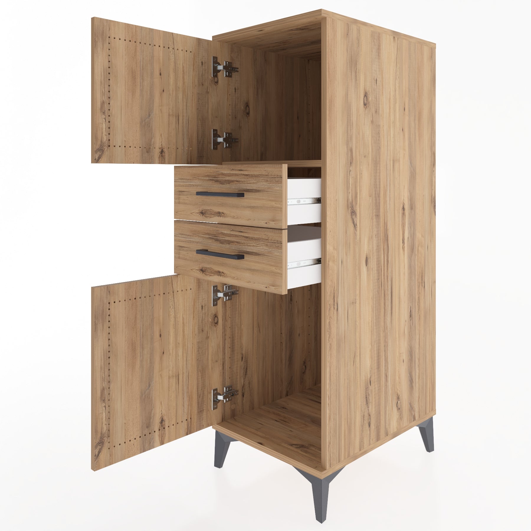 Woodntry Modular Cabinet Pine 44x59x122 cm with Doors and Drawers KC48-3