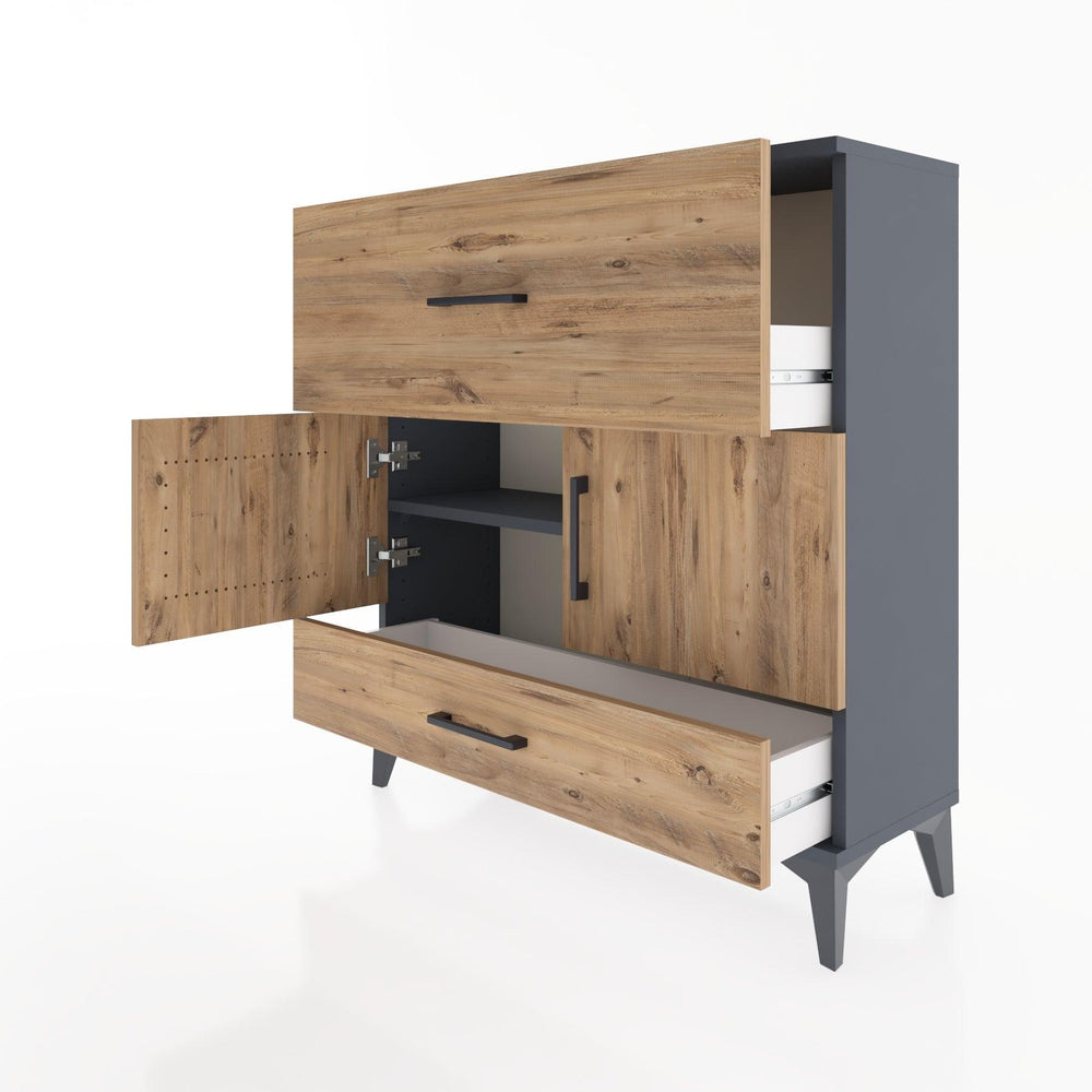 Woodntry Modular Dresser Anthracite 88x30x84 cm with Cover and Drawer KC49-2