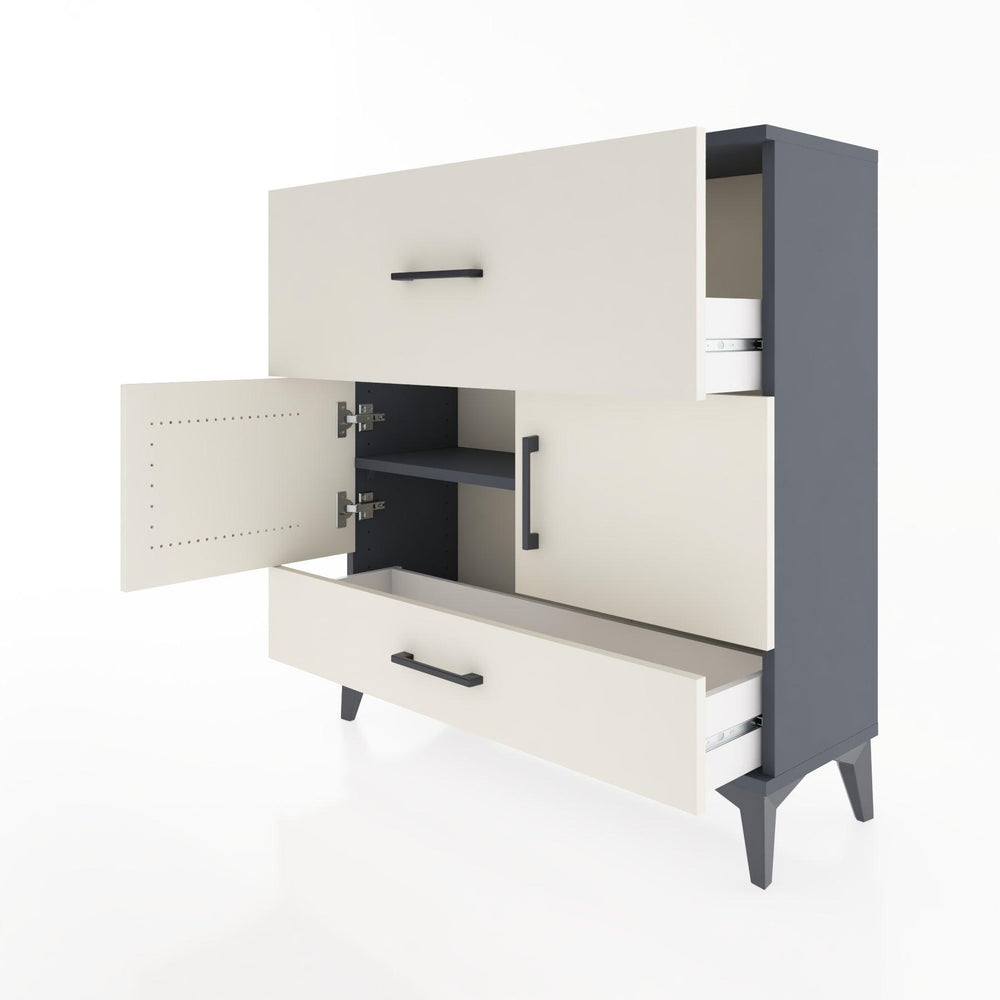 Woodntry Modular Dresser Anthracite 88x30x84 cm with Cover and Drawer KC49-2