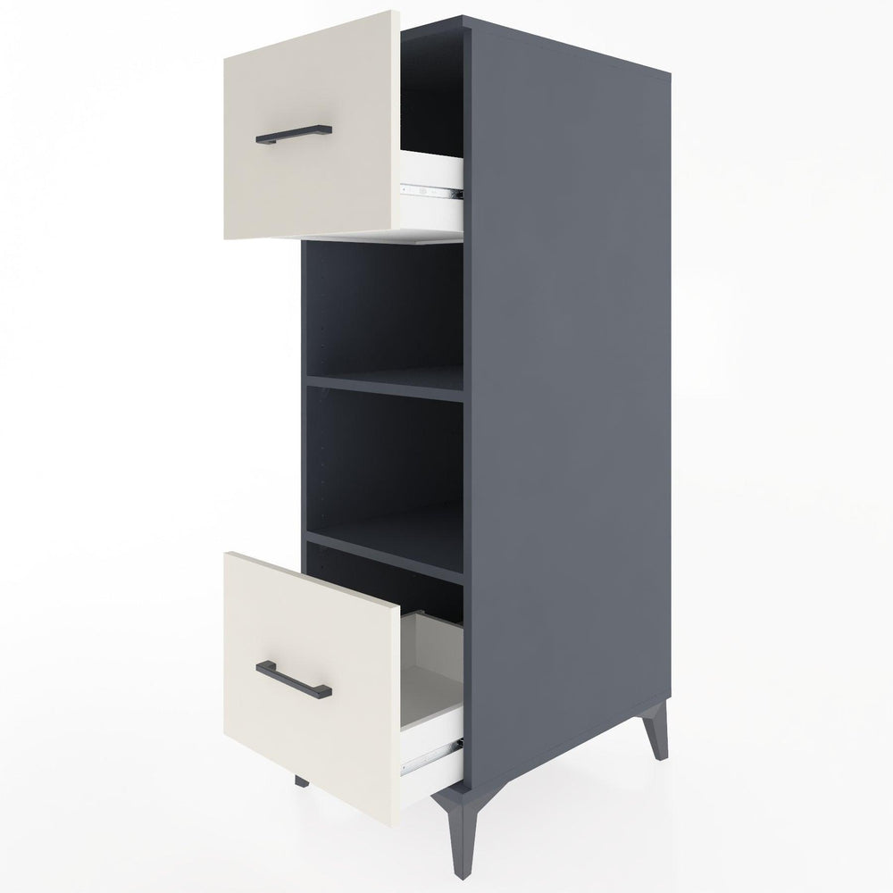 Woodntry Modüler Dolap Antrasit 44x30x122 cm Çekmeceli ve Raflı CR99-2