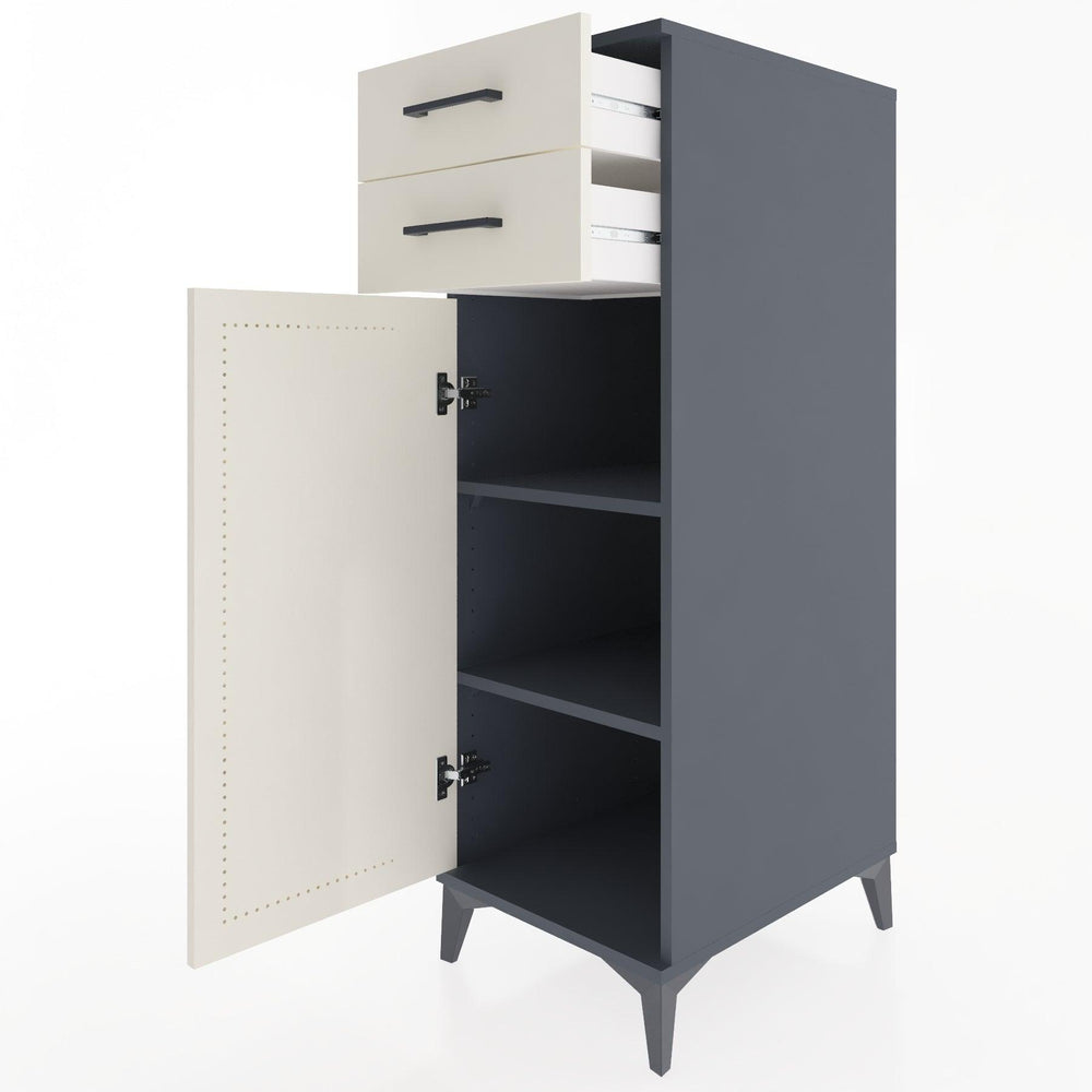 Woodntry Modular Cabinet Anthracite 44x30x122 cm with Doors and Drawers KC49-2