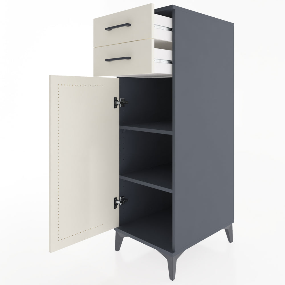 Woodntry Modular Cabinet Anthracite 44x59x122 cm with Doors and Drawers KC49-2
