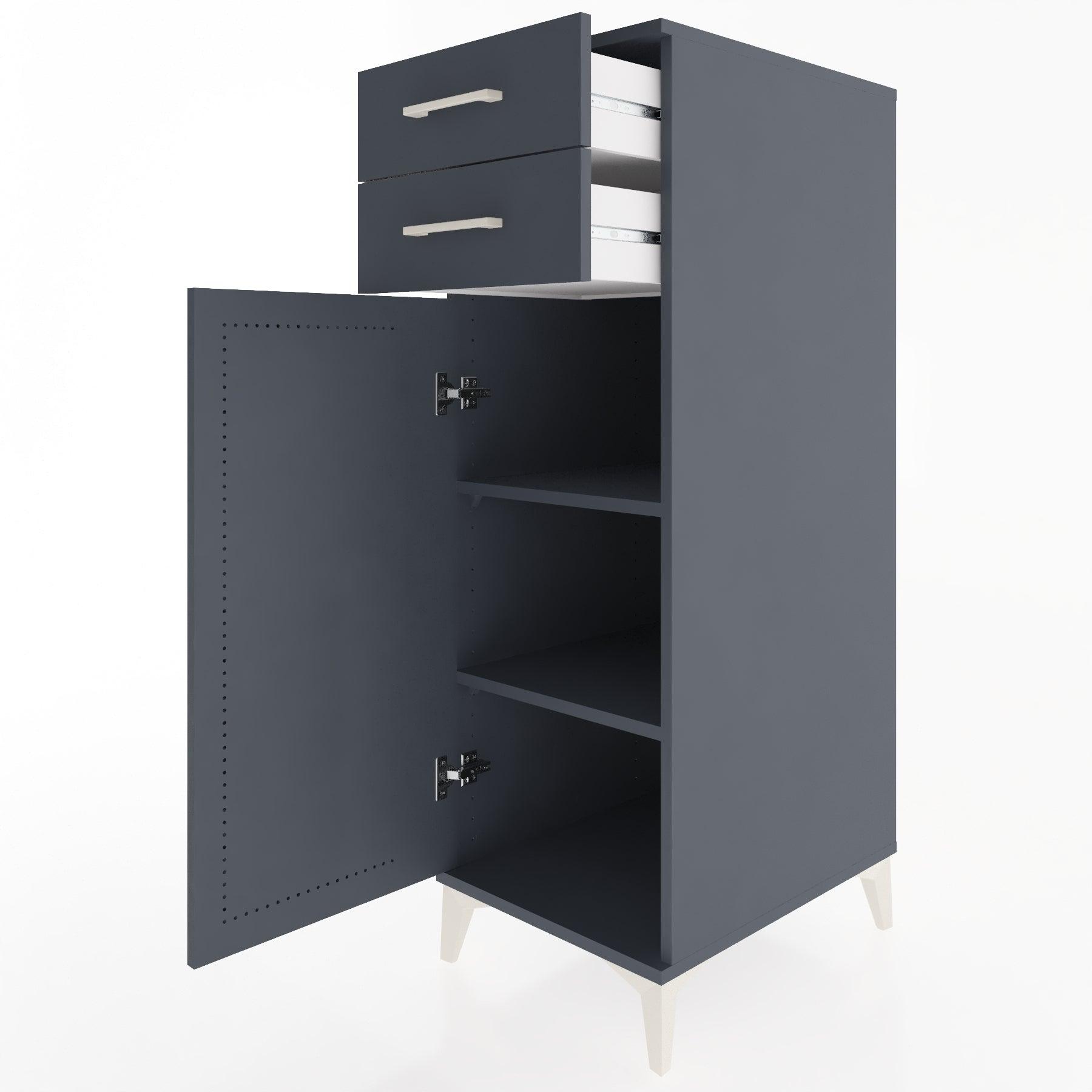 Woodntry Modular Cabinet Anthracite 44x30x122 cm with Doors and Drawers KC49-2