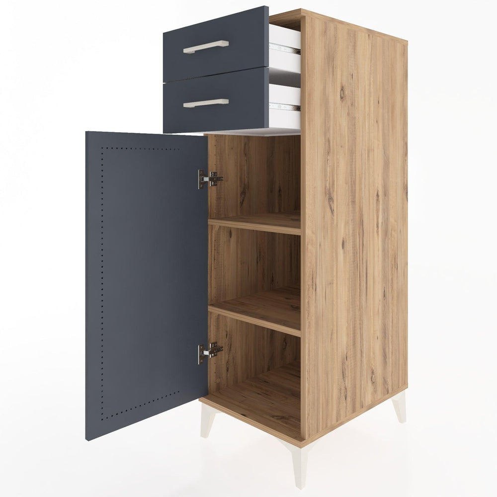 Woodntry Modular Cabinet Pine 44x30x122 cm with Doors and Drawers KC49-3