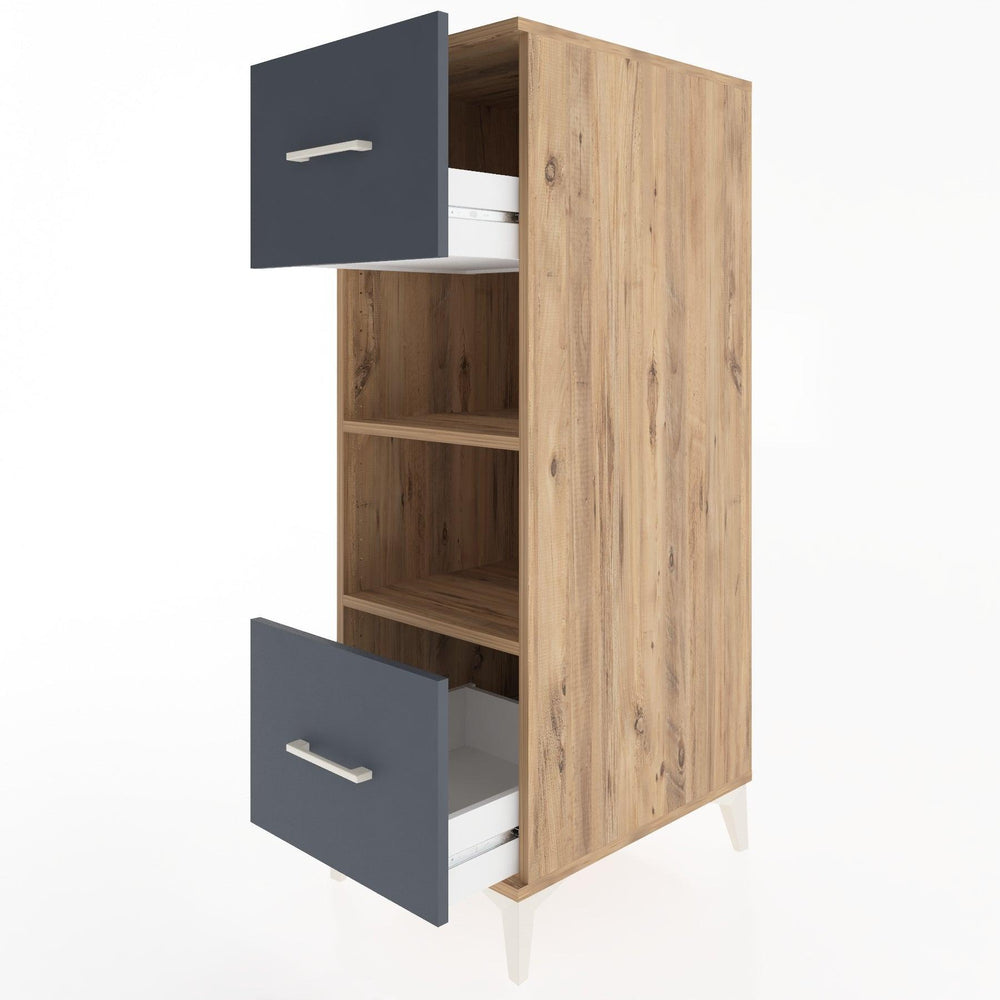 Woodntry Modüler Dolap Çam 44x30x122 cm Çekmeceli ve Raflı CR99-3