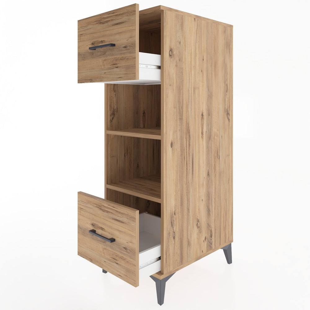 Woodntry Modüler Dolap Çam 44x30x122 cm Çekmeceli ve Raflı CR99-3