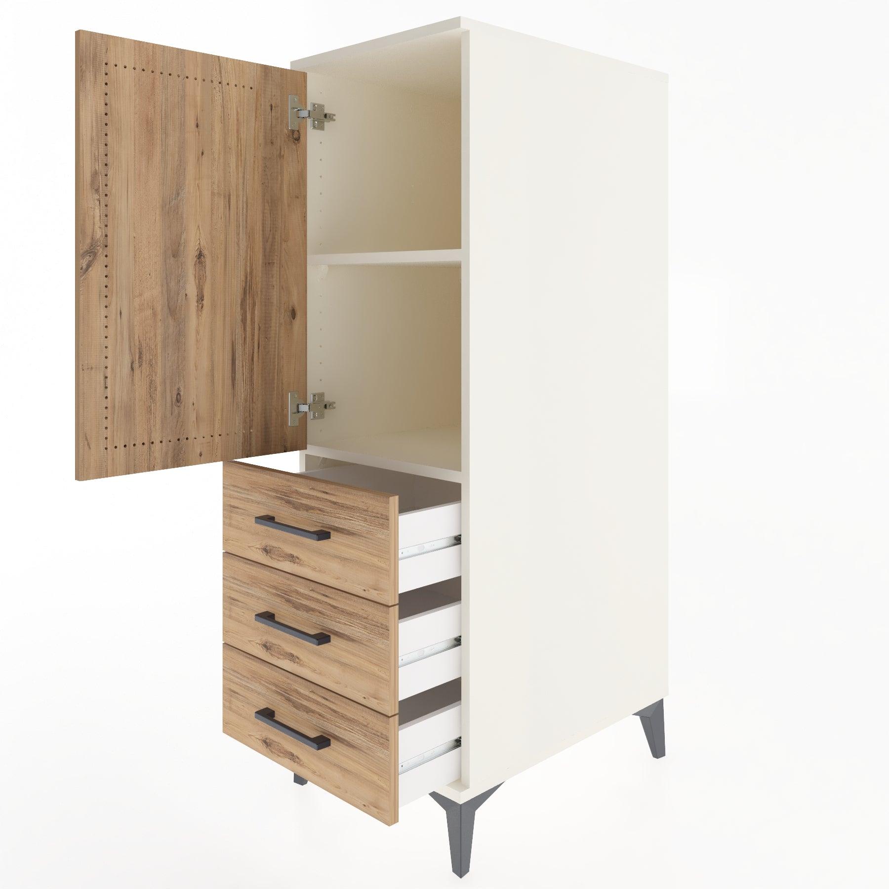 Woodntry Modular Cabinet Moonstone 44x59x122 cm with Doors and Drawers KC134-1