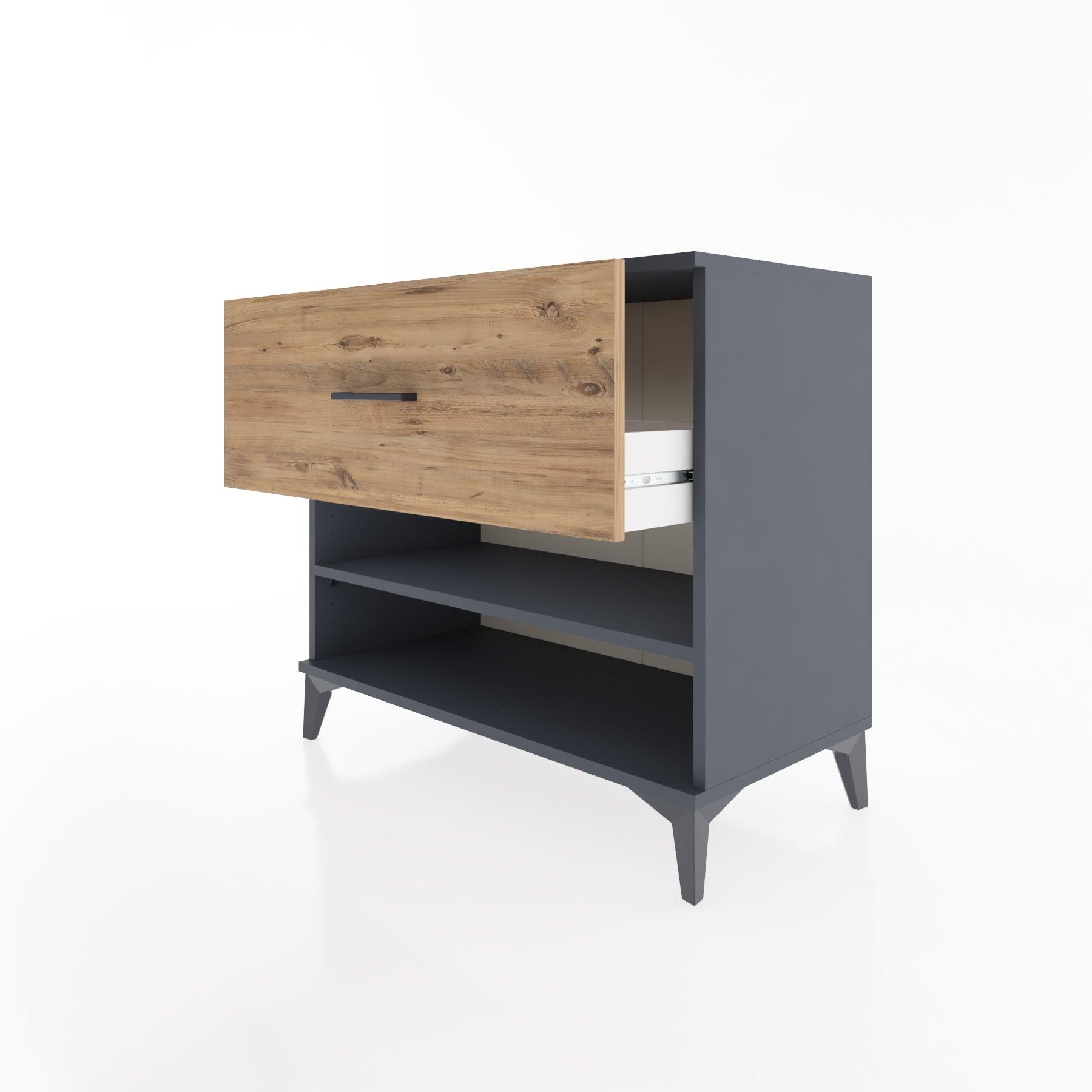 Woodntry Modüler Şifonyer Antrasit 88x44x68 cm Çekmeceli ve Raflı CR50-2