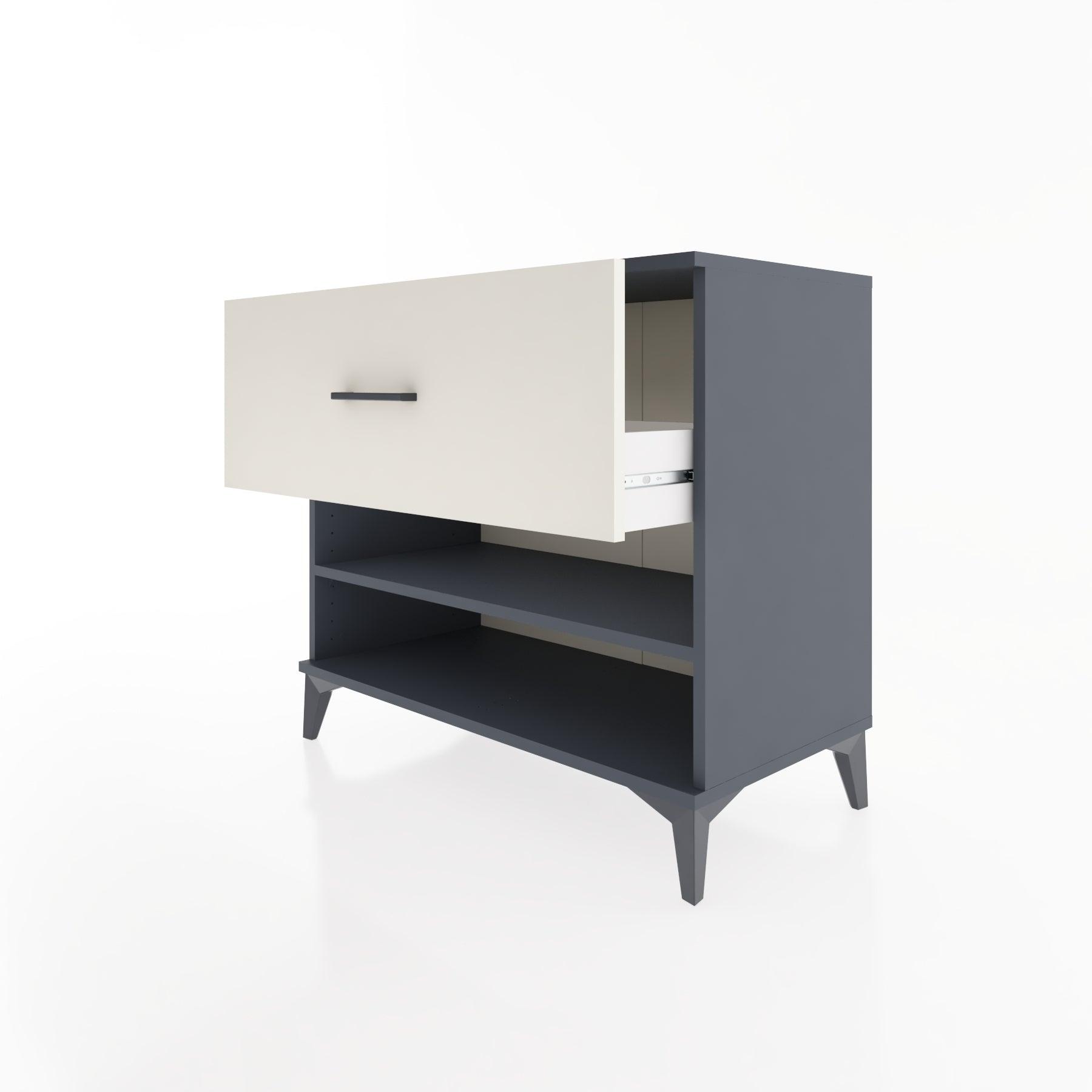Woodntry Modüler Şifonyer Antrasit 88x44x68 cm Çekmeceli ve Raflı CR50-2