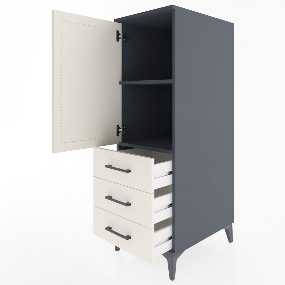 Woodntry Modüler Dolap Antrasit 44x30x122 cm Kapaklı ve Çekmeceli KC50-2