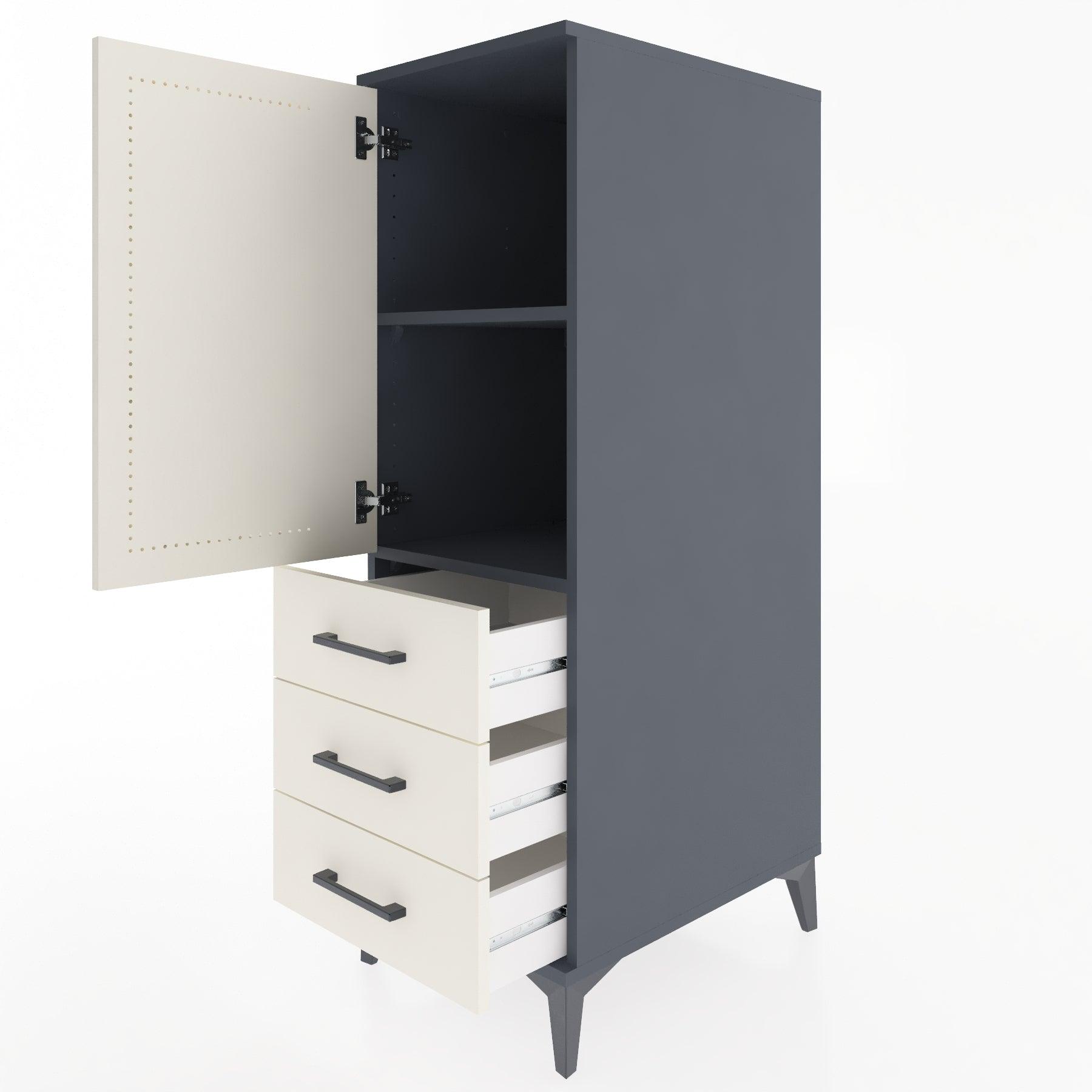 Woodntry Modular Cabinet Anthracite 44x30x122 cm with Doors and Drawers KC134-2