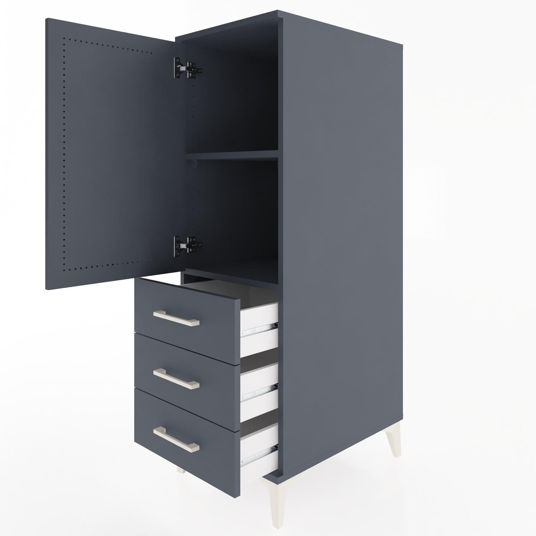 Woodntry Modular Cabinet Anthracite 44x30x122 cm with Doors and Drawers KC134-2