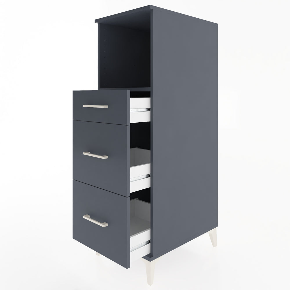 Woodntry Modüler Dolap Antrasit 44x59x122 cm Çekmeceli ve Raflı CR100-2