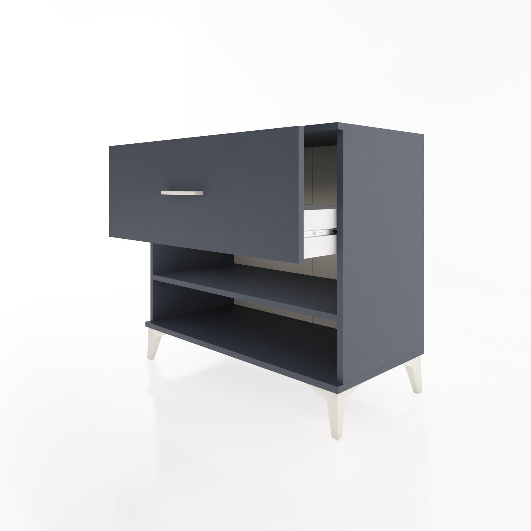 Woodntry Modüler Şifonyer Antrasit 88x44x68 cm Çekmeceli ve Raflı CR50-2