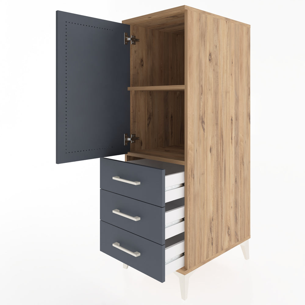 Woodntry Modular Cabinet Pine 44x59x122 cm with Doors and Drawers KC50-3