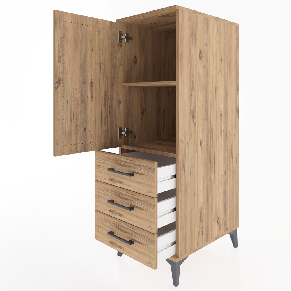 Woodntry Modular Cabinet Pine 44x59x122 cm with Doors and Drawers KC50-3