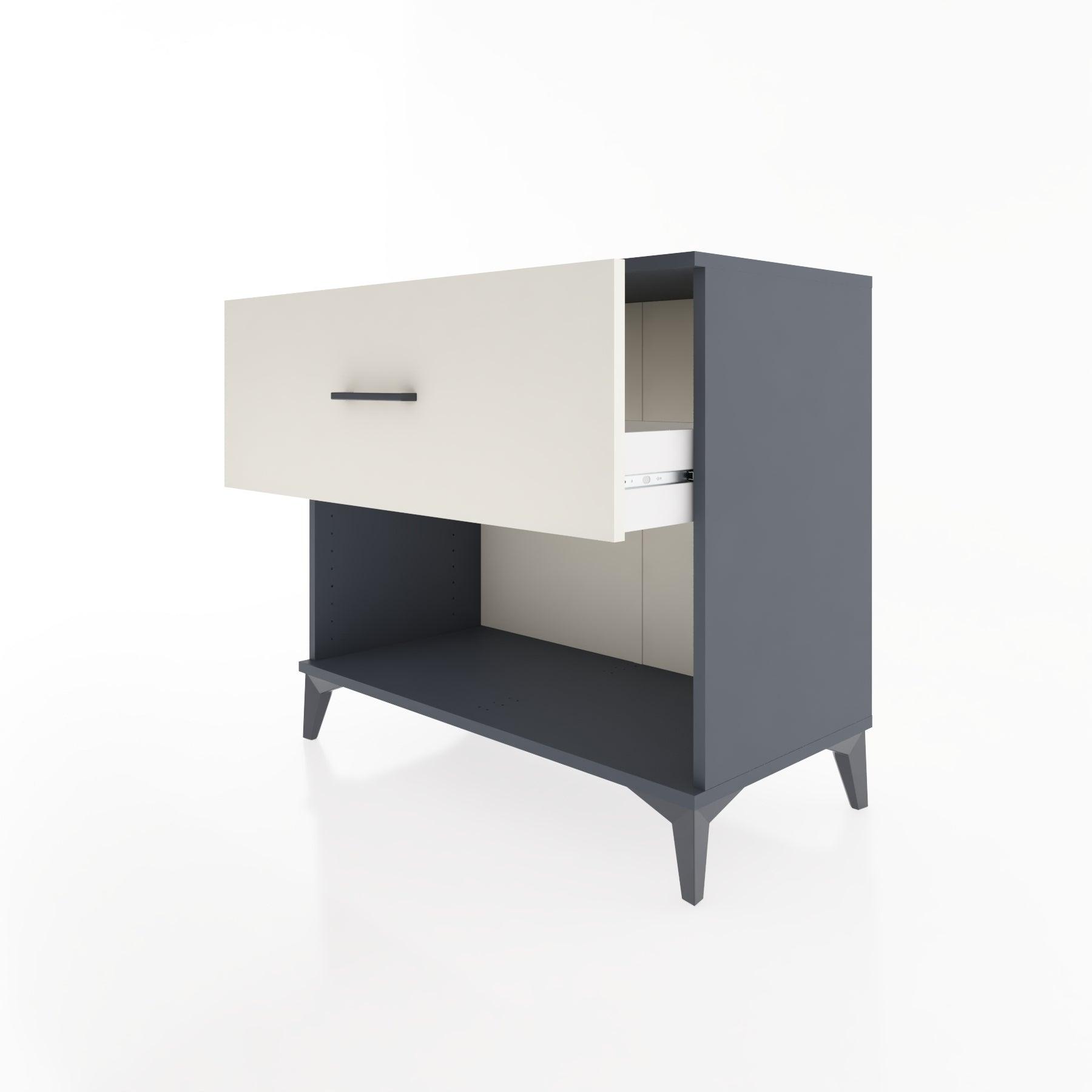 Woodntry Modüler Şifonyer Antrasit 88x44x68 cm Çekmeceli ve Raflı CR51-2