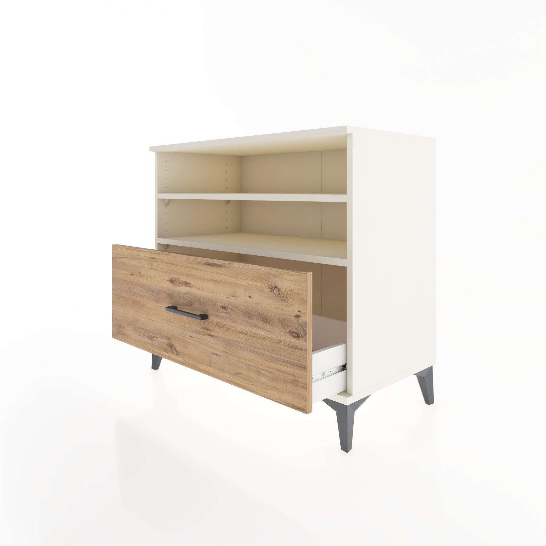 Woodntry Modüler Şifonyer Aytaşı 88x44x68 cm Çekmeceli ve Raflı CR52-1
