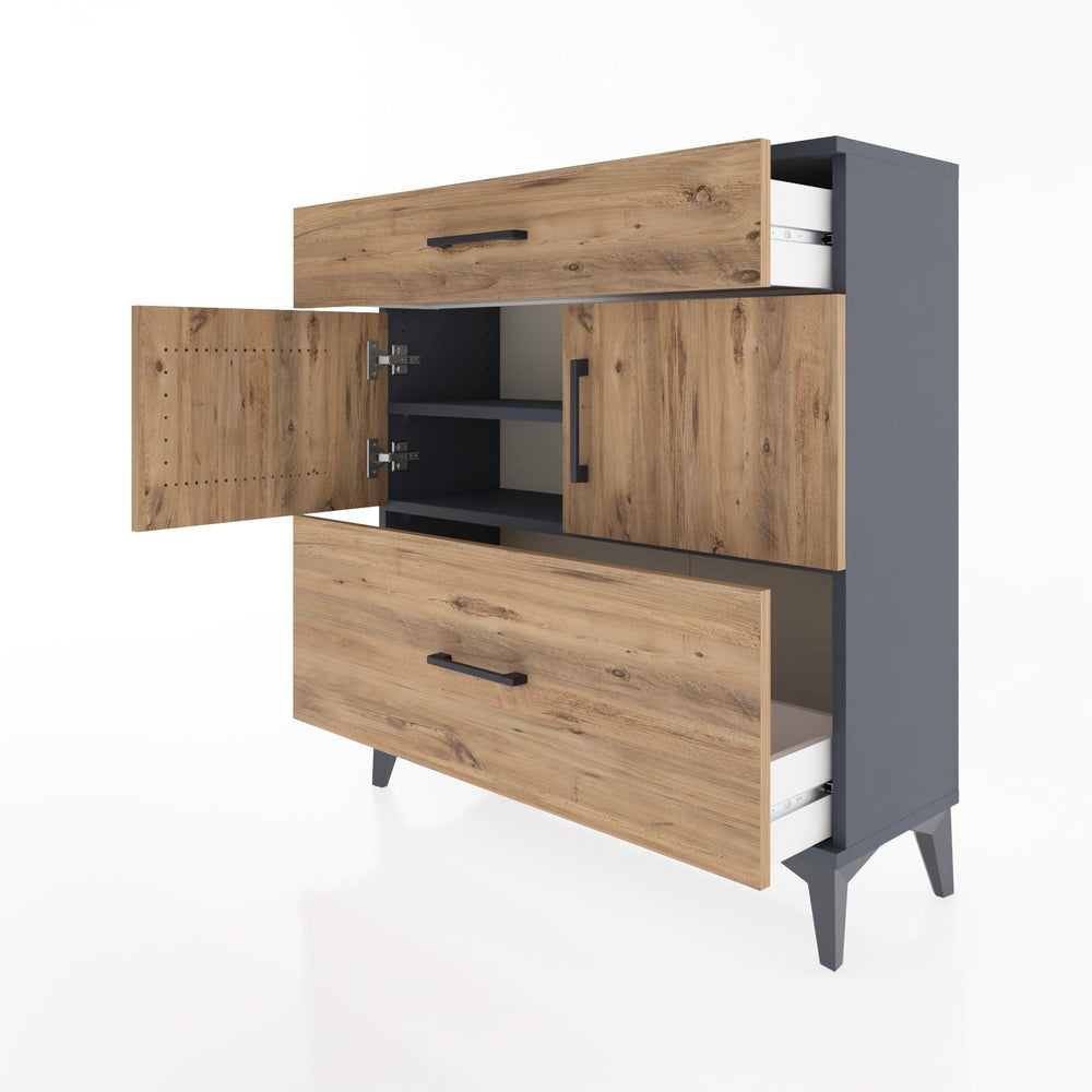 Woodntry Modular Dresser Anthracite 88x30x84 cm with Cover and Drawer KC52-2