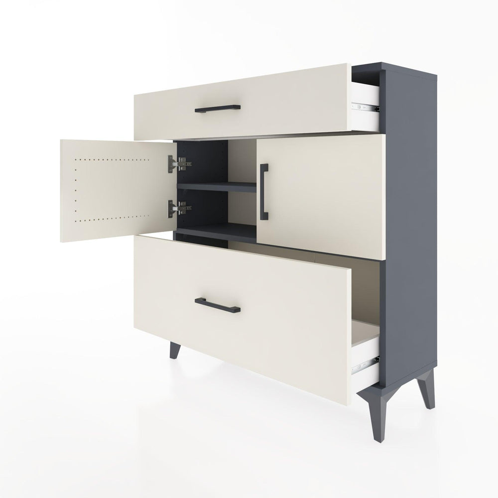 Woodntry Modular Dresser Anthracite 88x30x84 cm with Cover and Drawer KC52-2