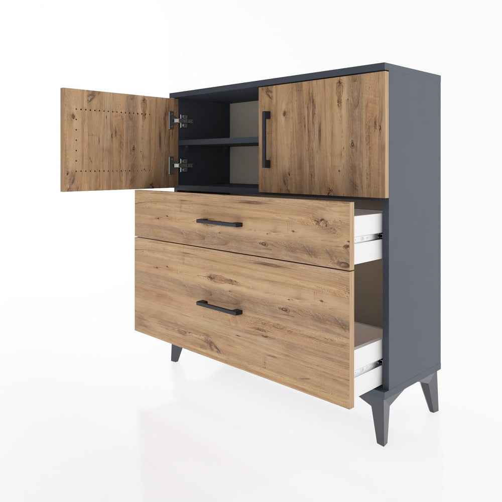 Woodntry Modular Dresser Anthracite 88x30x84 cm with Cover and Drawer KC53-2