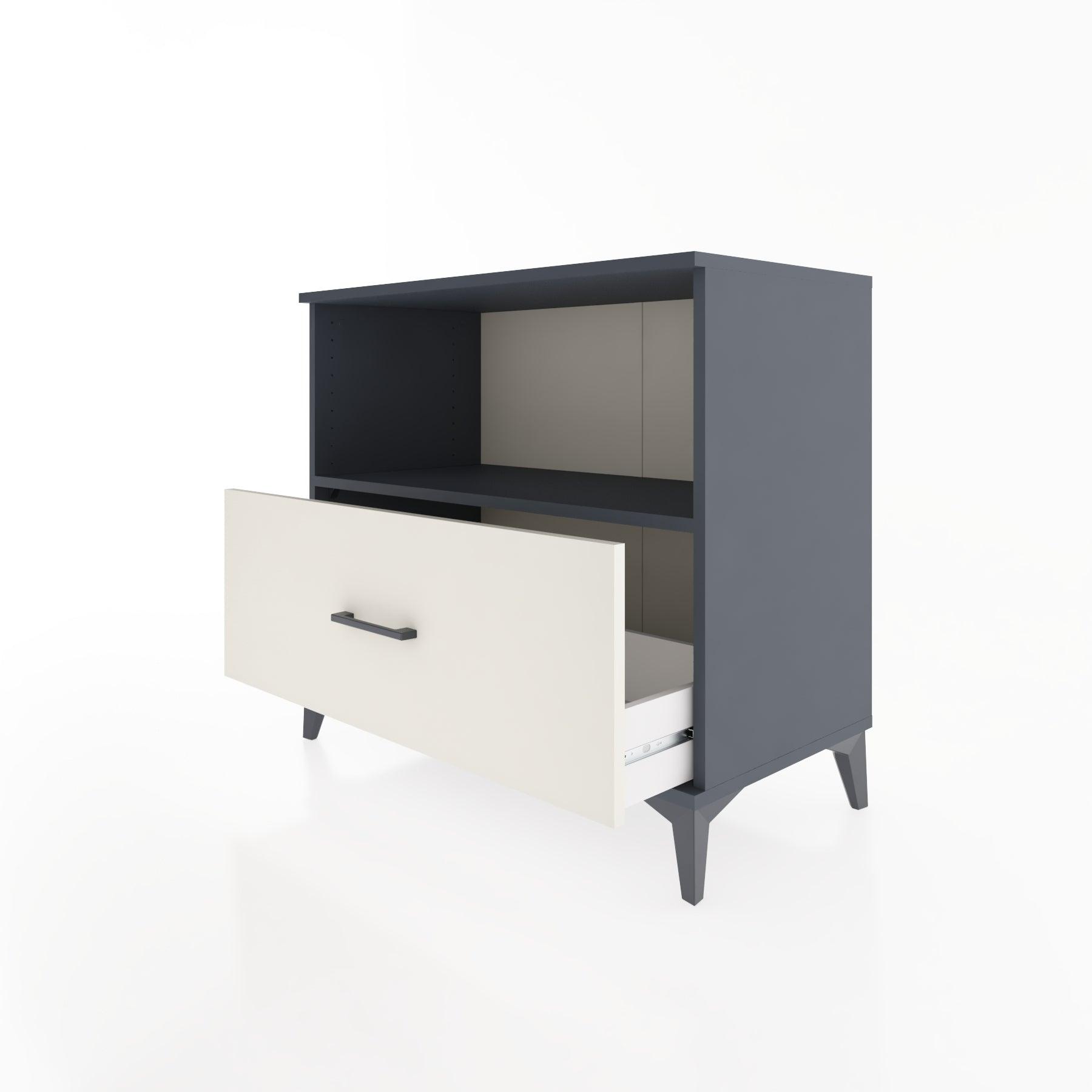 Woodntry Modüler Şifonyer Antrasit 88x44x68 cm Çekmeceli ve Raflı CR53-2
