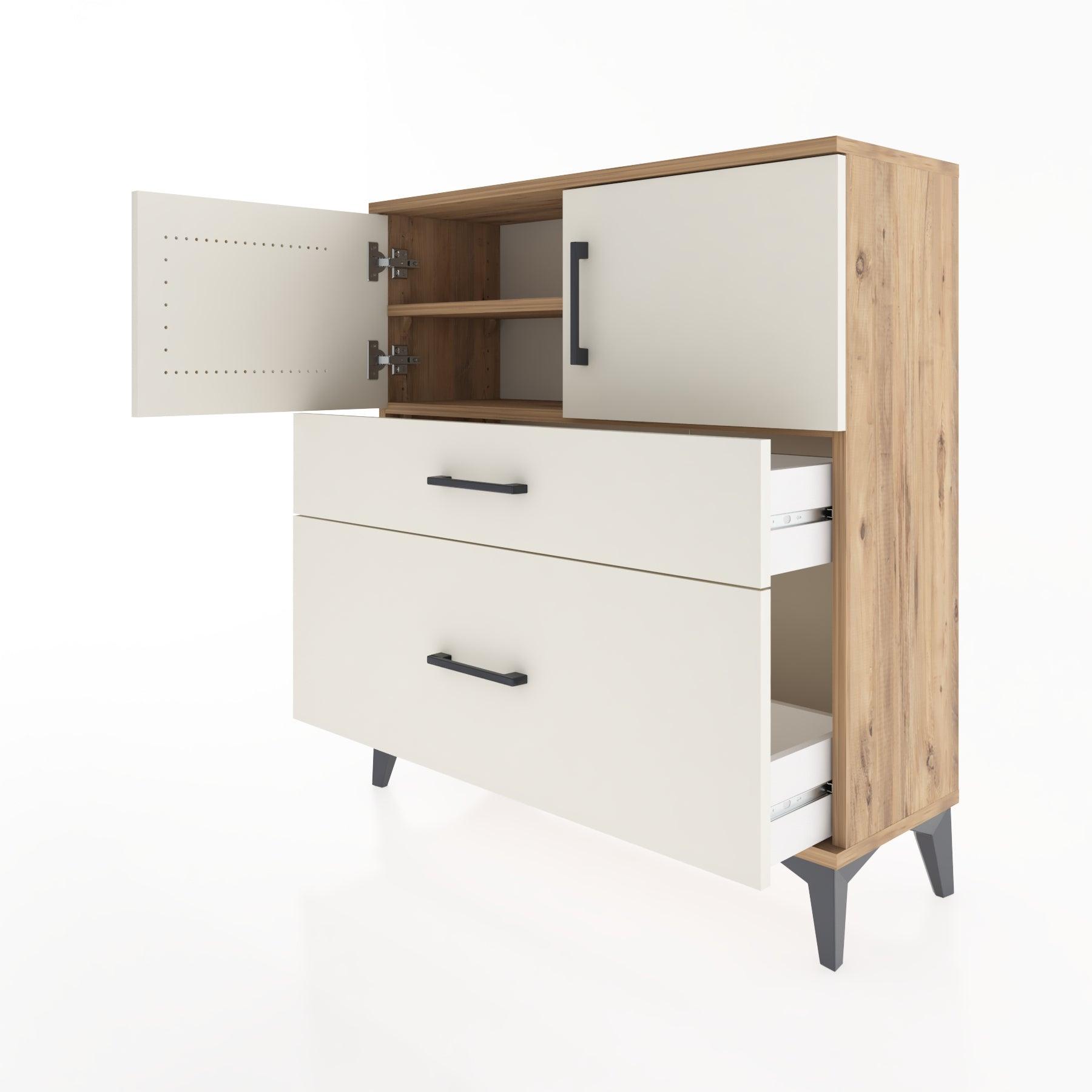 Woodntry Modular Dresser Pine 88x30x84 cm with Cover and Drawer KC53-3