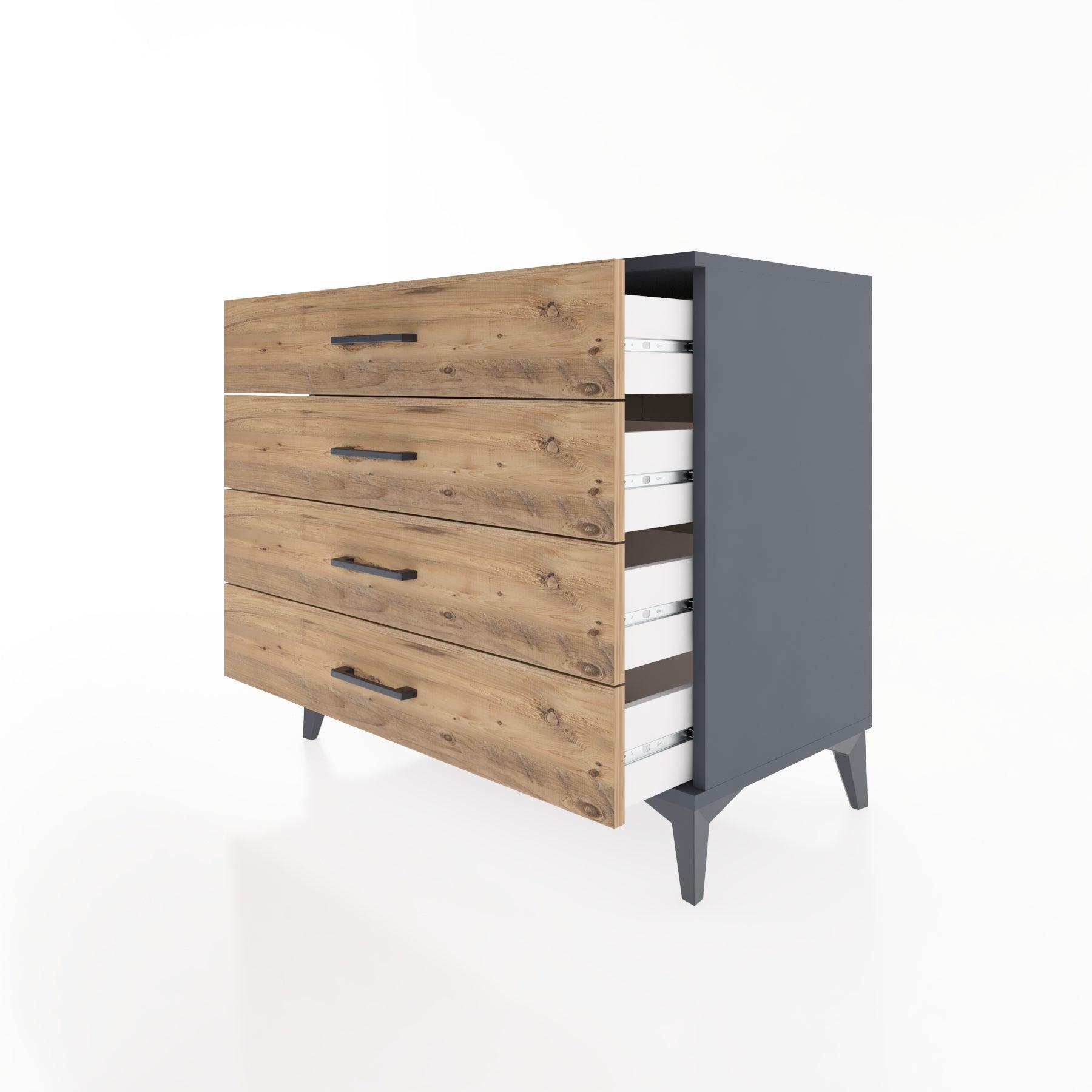 Woodntry Modüler Şifonyer Antrasit 88x44x68 cm Çekmeceli C54-2
