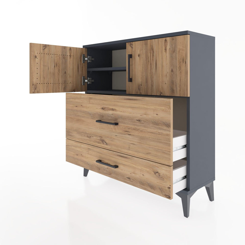 Woodntry Modular Dresser Anthracite 88x30x84 cm with Cover and Drawer KC55-2