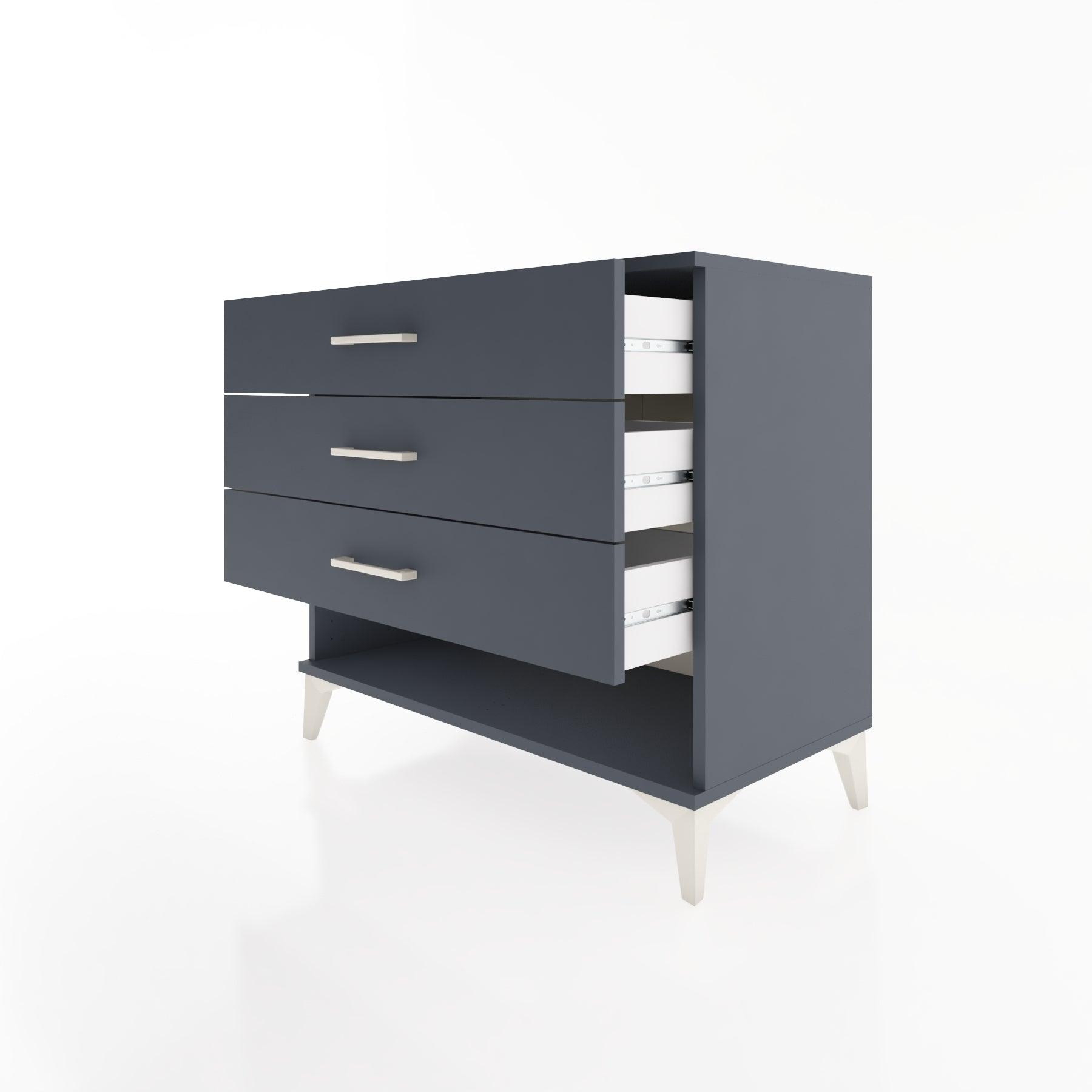 Woodntry Modüler Şifonyer Antrasit 88x44x68 cm Çekmeceli ve Raflı CR55-2
