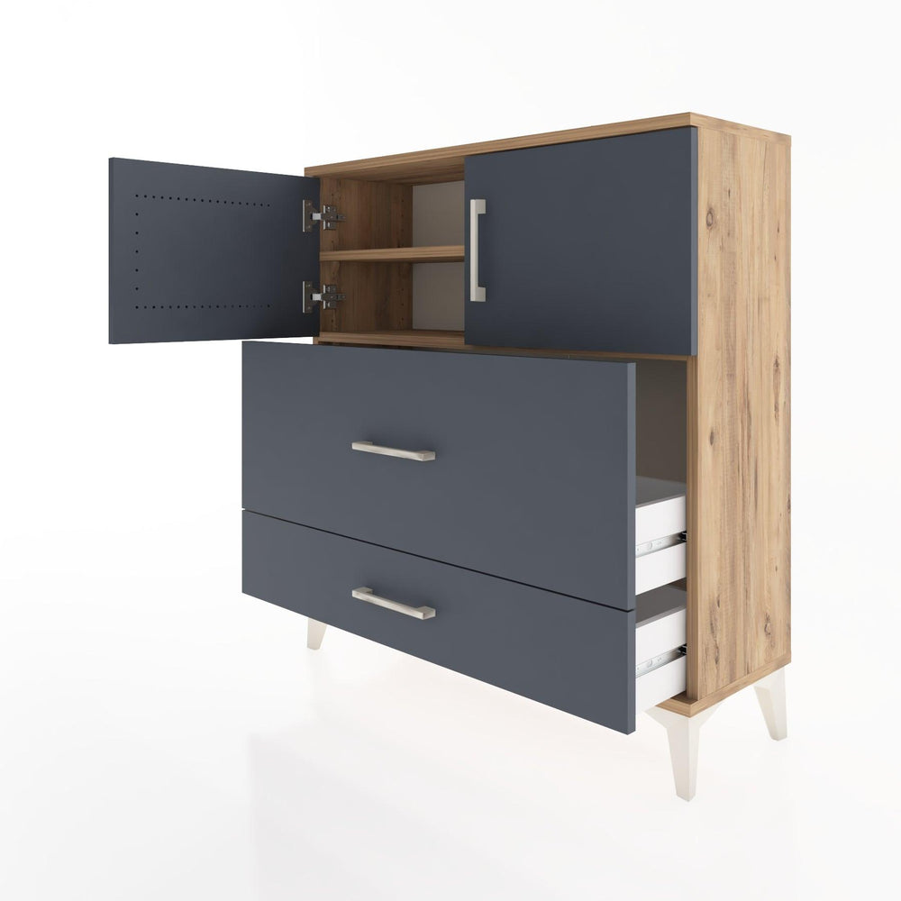 Woodntry Modüler Şifonyer Çam 88x30x84 cm Kapaklı ve Çekmeceli KC55-3