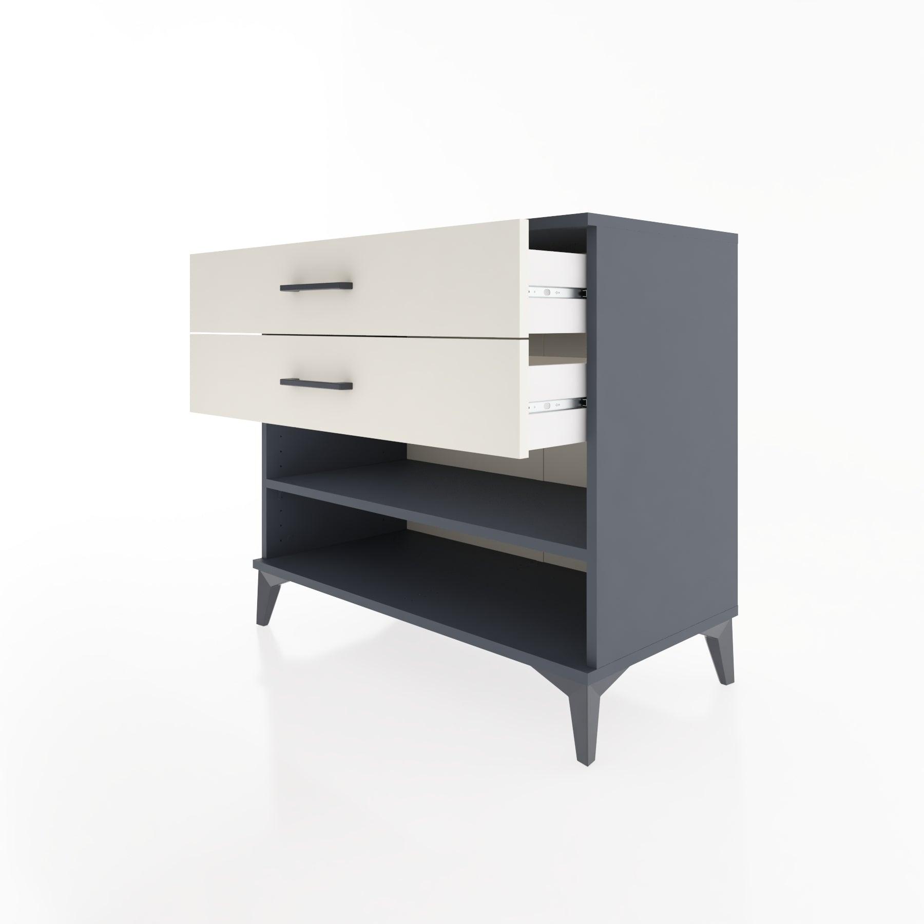 Woodntry Modüler Şifonyer Antrasit 88x44x68 cm Çekmeceli ve Raflı CR56-2