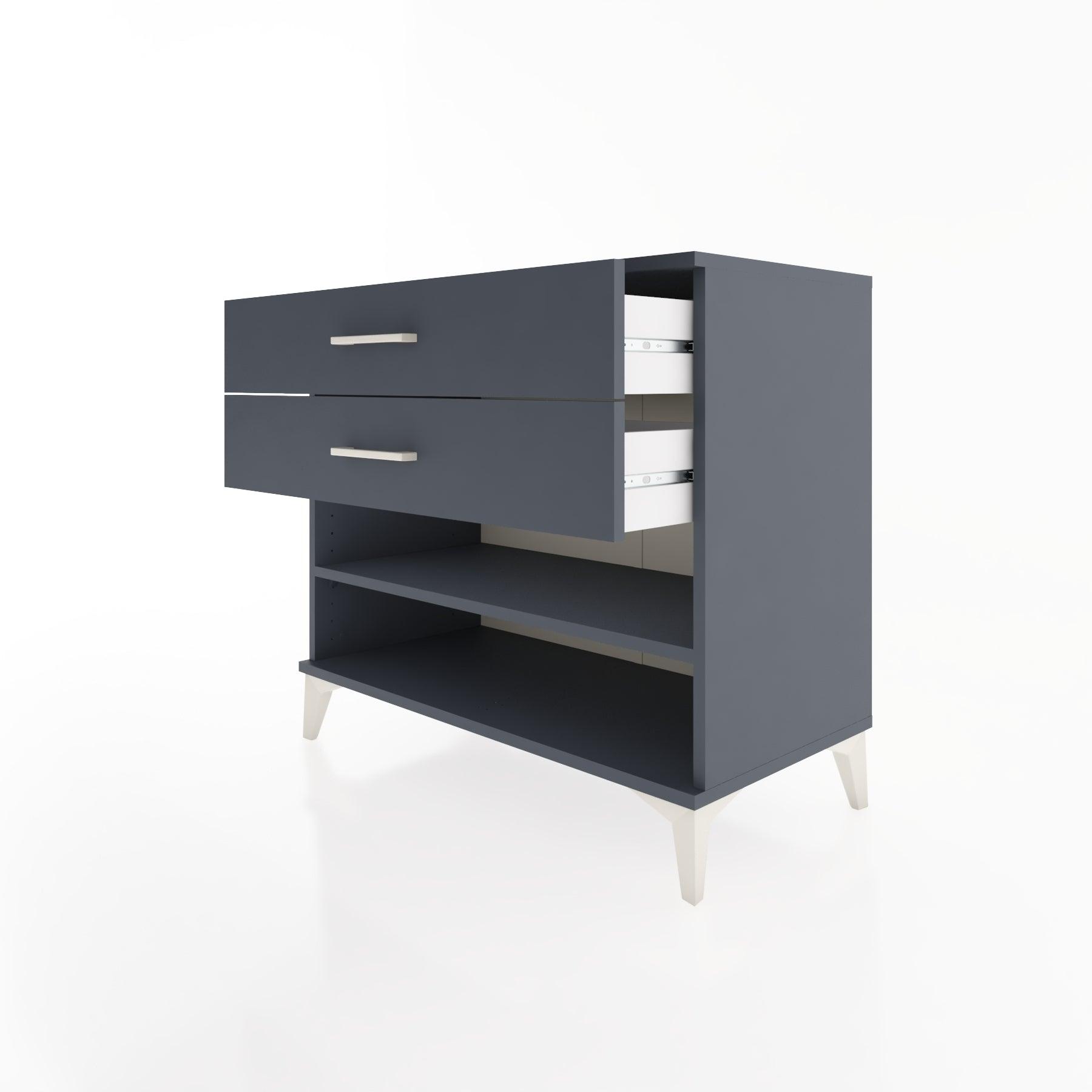 Woodntry Modüler Şifonyer Antrasit 88x44x68 cm Çekmeceli ve Raflı CR56-2