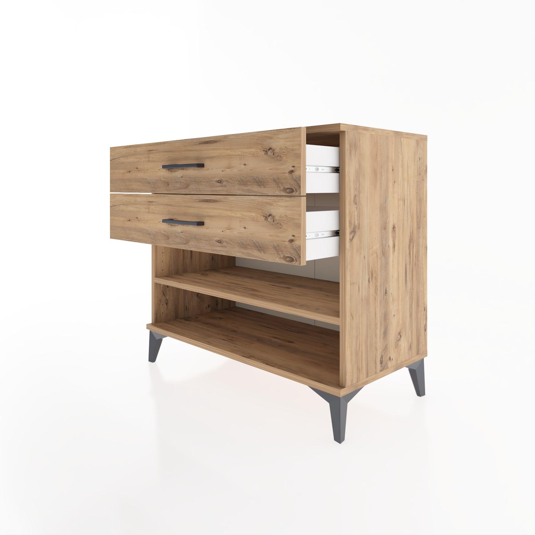 Woodntry Modüler Şifonyer Çam 88x44x68 cm Çekmeceli ve Raflı CR56-3