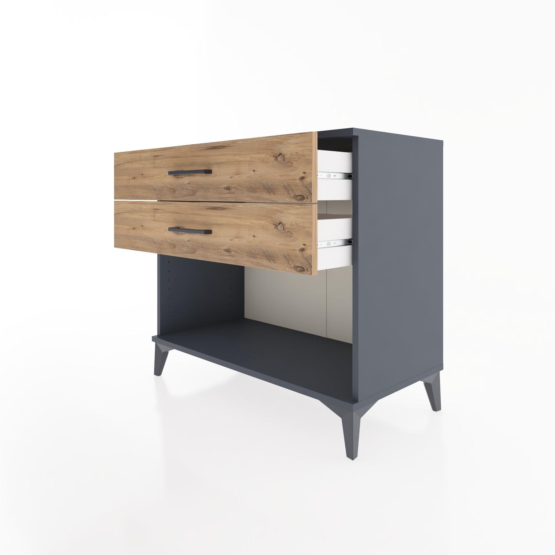 Woodntry Modüler Şifonyer Antrasit 88x44x68 cm Çekmeceli ve Raflı CR57-2