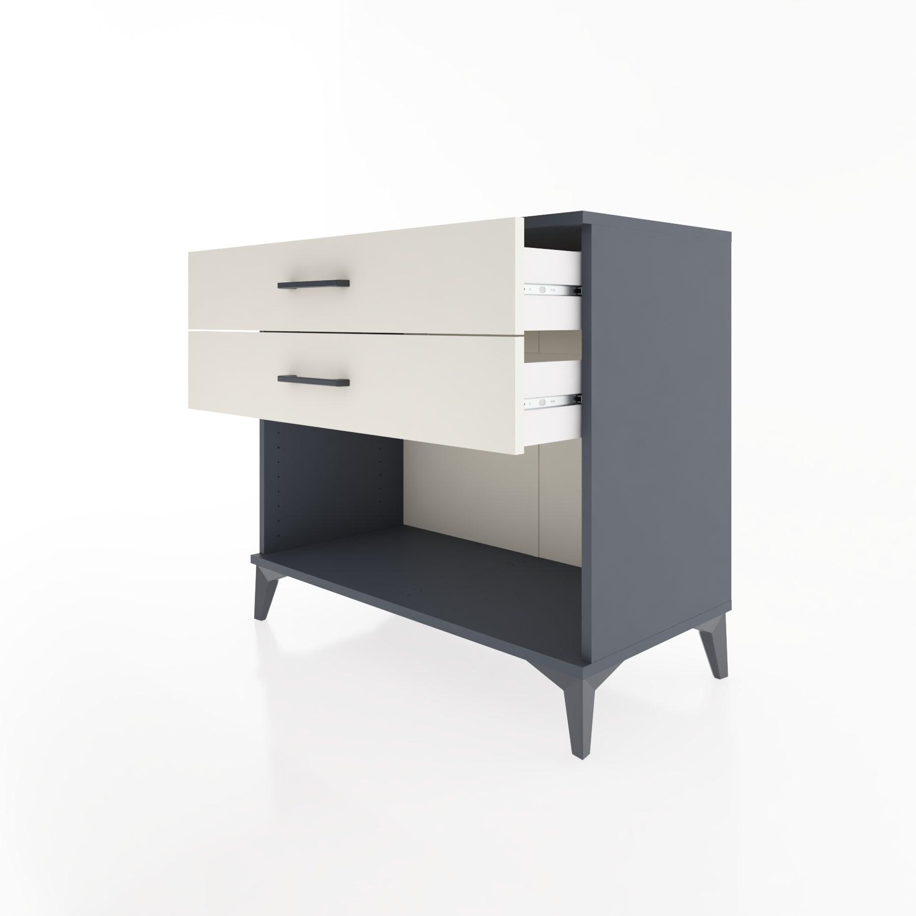 Woodntry Modüler Şifonyer Antrasit 88x44x68 cm Çekmeceli ve Raflı CR57-2