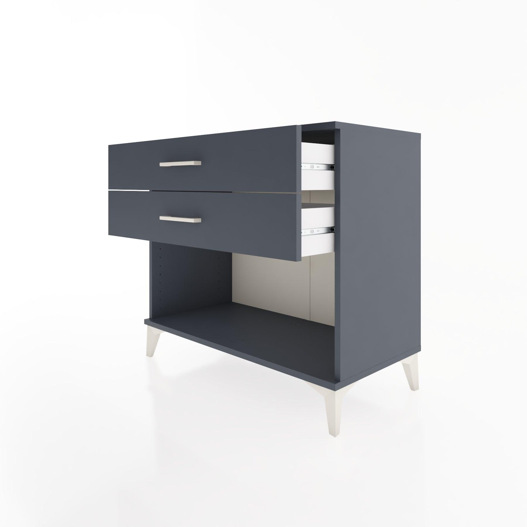 Woodntry Modüler Şifonyer Antrasit 88x44x68 cm Çekmeceli ve Raflı CR57-2