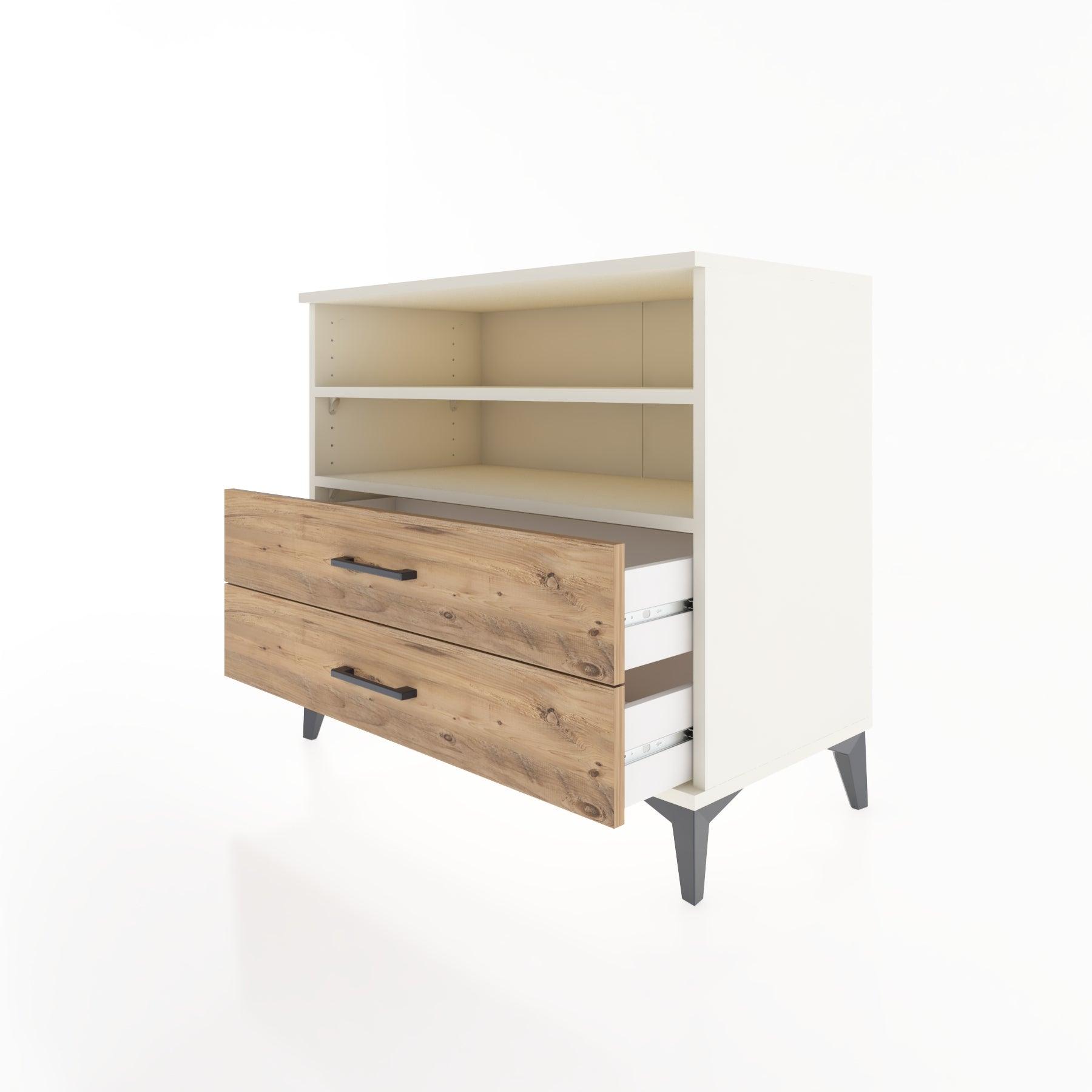 Woodntry Modüler Şifonyer Aytaşı 88x44x68 cm Çekmeceli ve Raflı CR58-1
