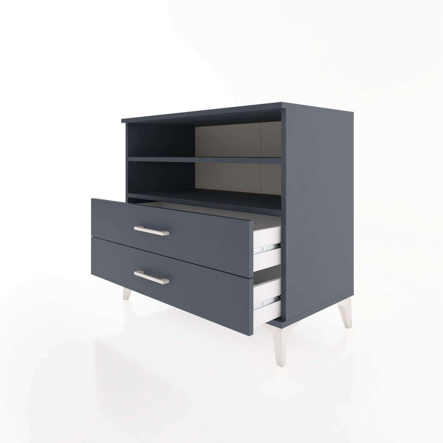Woodntry Modüler Şifonyer Antrasit 88x44x68 cm Çekmeceli ve Raflı CR58-2
