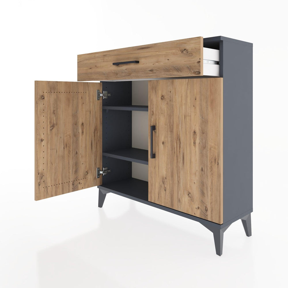 Woodntry Modüler Şifonyer Antrasit 88x30x84 cm Kapaklı ve Çekmeceli KC59-2