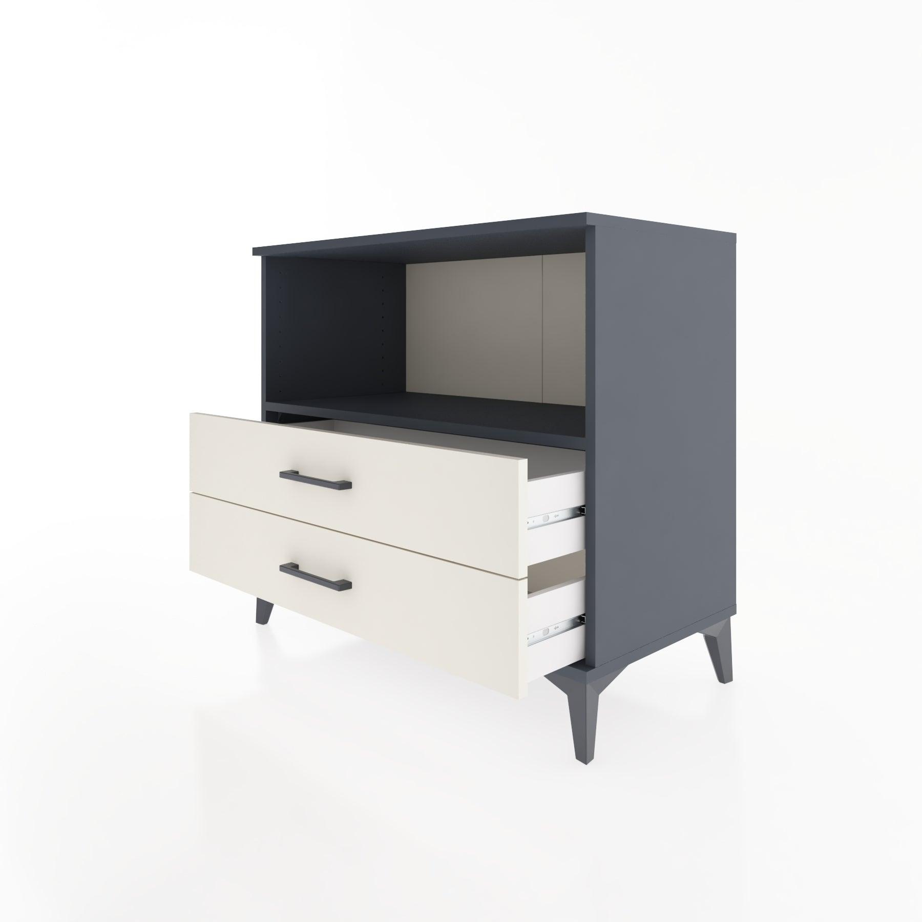 Woodntry Modüler Şifonyer Antrasit 88x44x68 cm Çekmeceli ve Raflı CR59-2