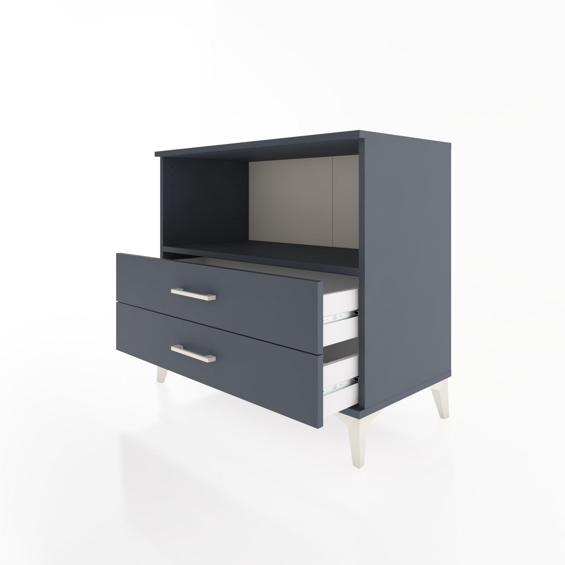 Woodntry Modüler Şifonyer Antrasit 88x44x68 cm Çekmeceli ve Raflı CR59-2