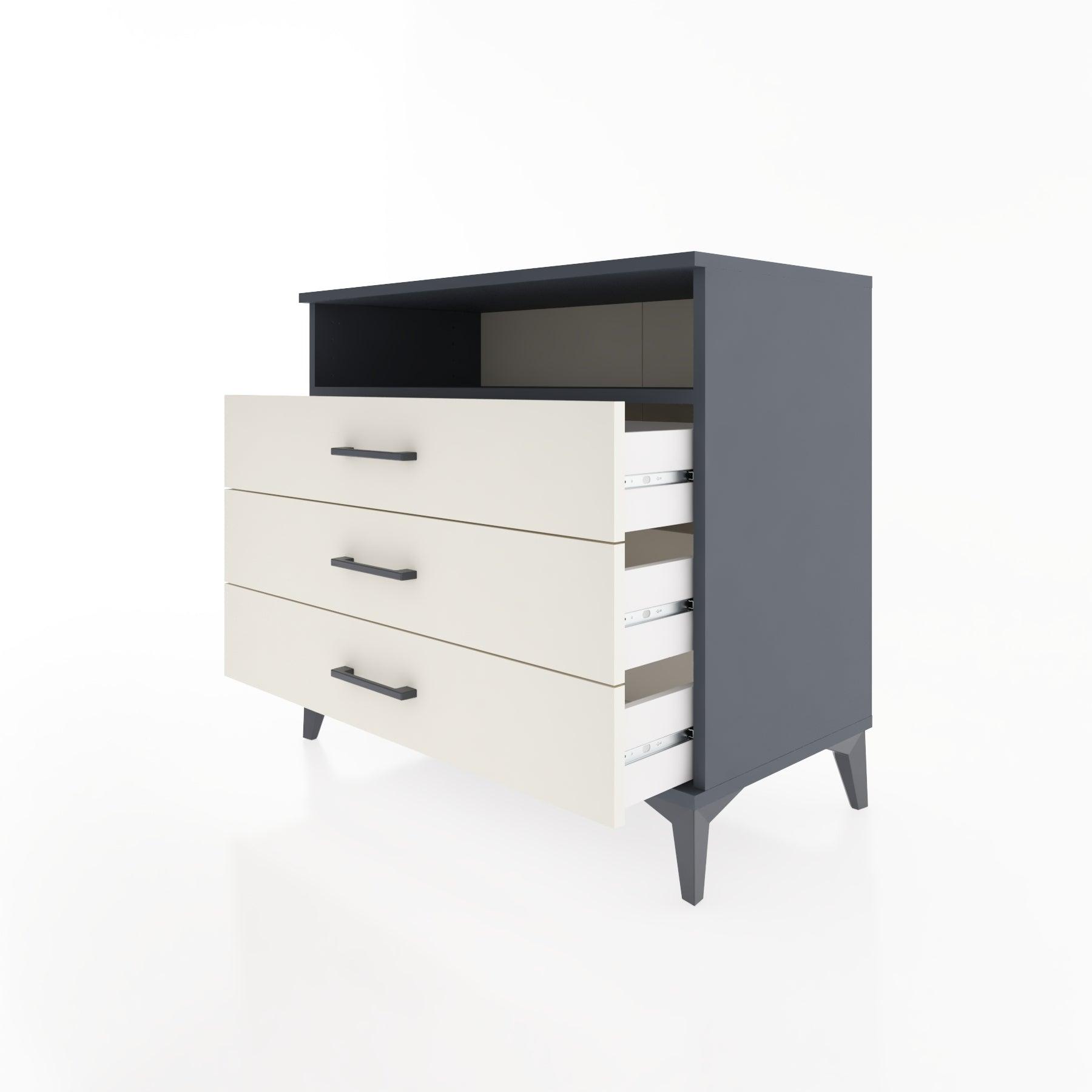 Woodntry Modüler Şifonyer Antrasit 88x44x68 cm Çekmeceli ve Raflı CR60-2