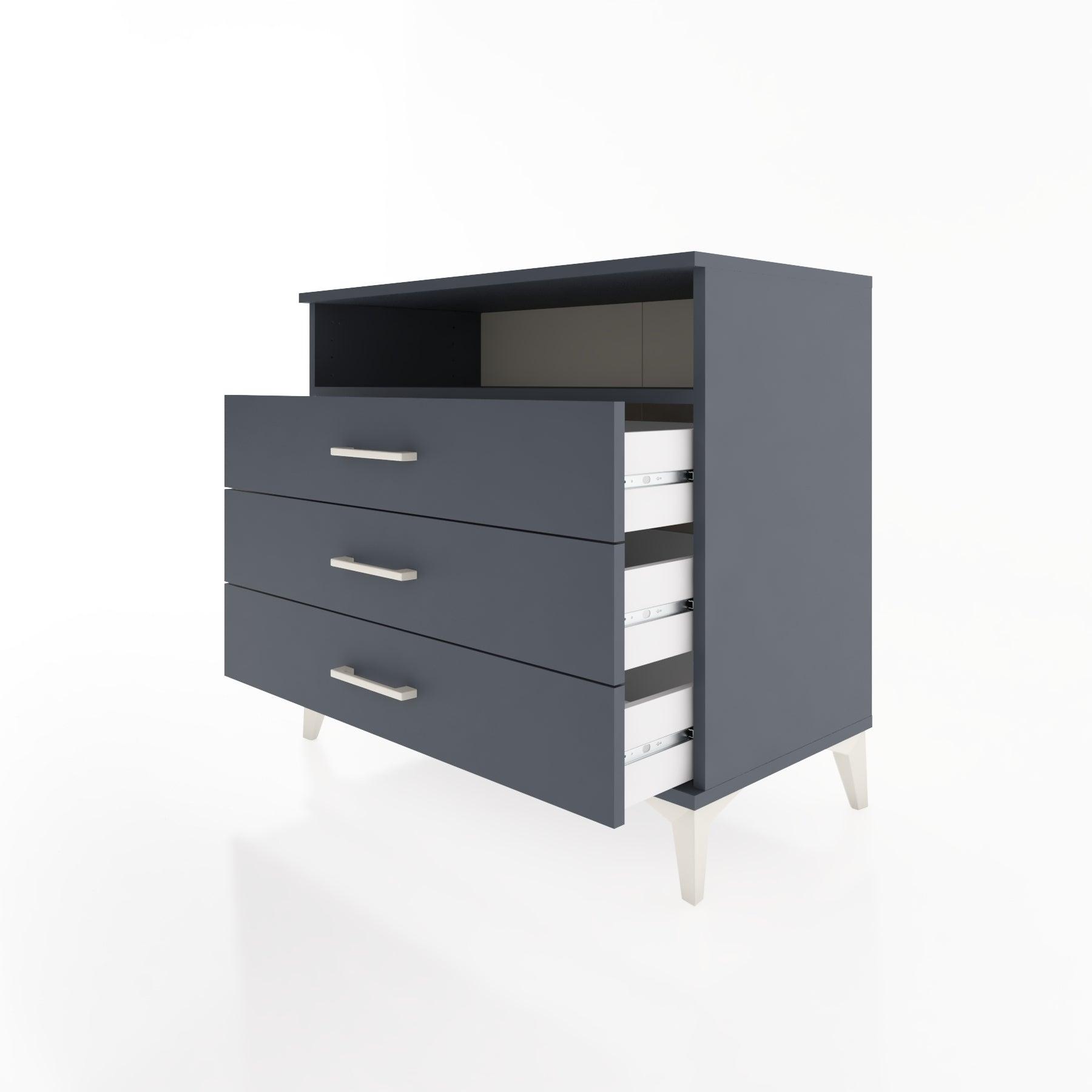 Woodntry Modüler Şifonyer Antrasit 88x44x68 cm Çekmeceli ve Raflı CR60-2