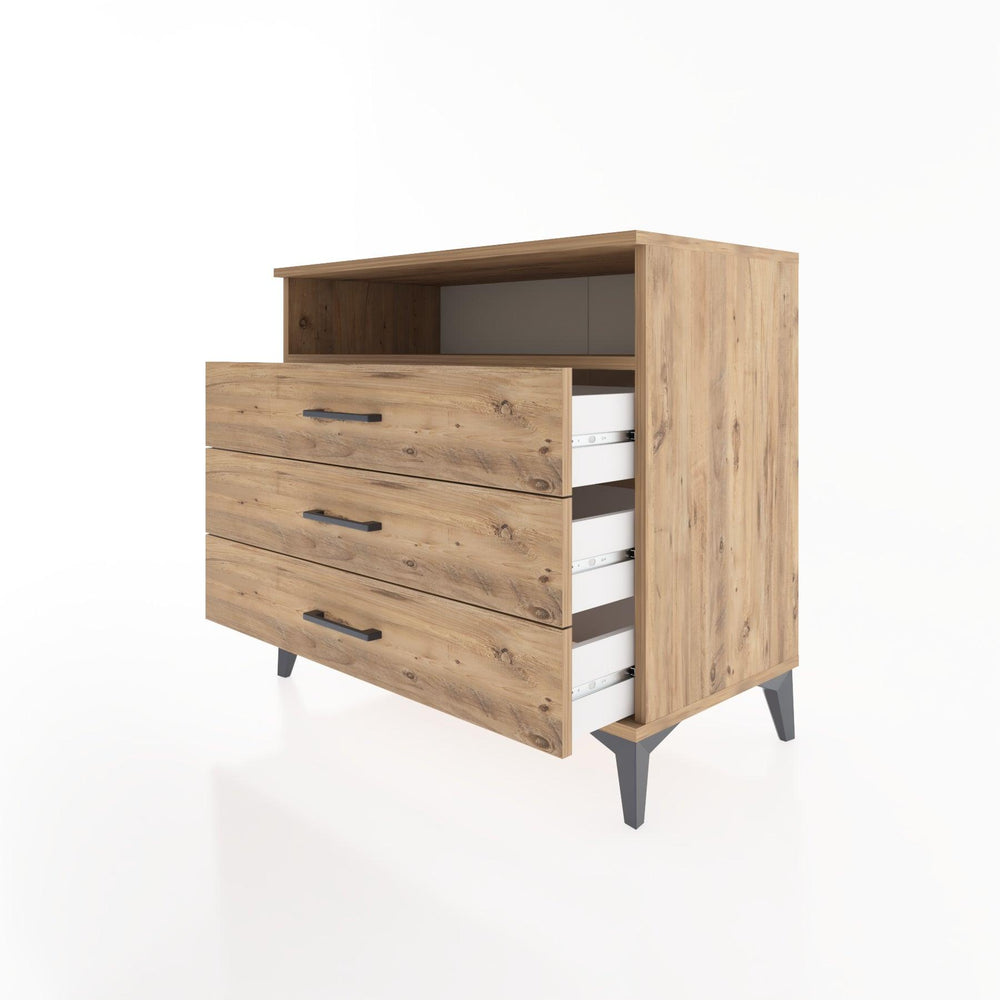 Woodntry Modüler Şifonyer Çam 88x44x68 cm Çekmeceli ve Raflı CR60-3