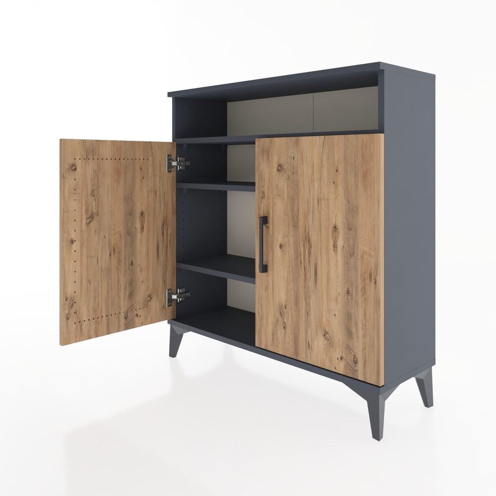 Woodntry Modüler Şifonyer Antrasit 88x30x84 cm Kapaklı ve Raflı KR61-2