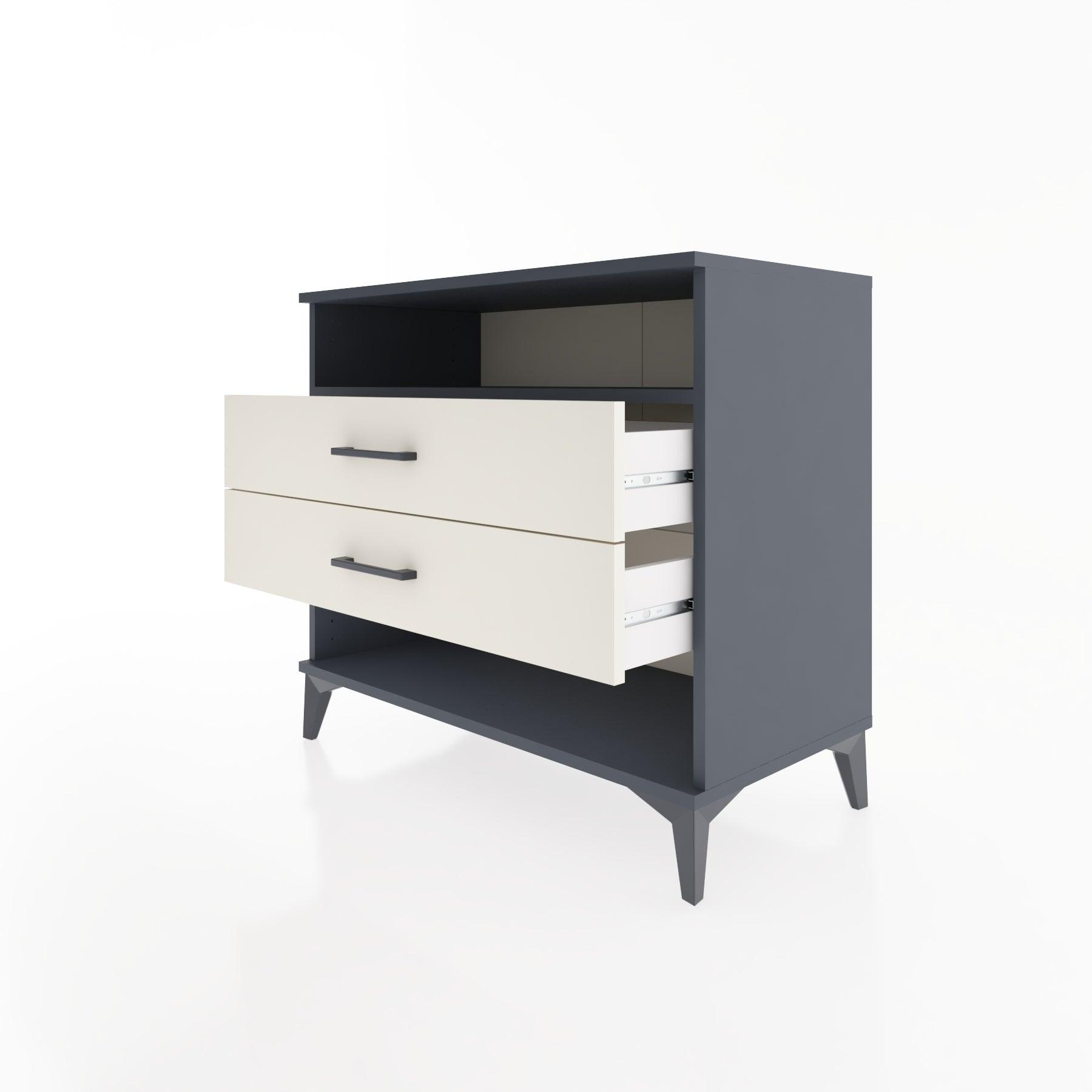 Woodntry Modüler Şifonyer Antrasit 88x44x68 cm Çekmeceli ve Raflı CR61-2